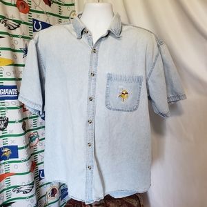 Minnesota Vikings Denim Short Sleeve Shirt NFL XL